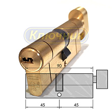Цилиндры / По типам / Перфорированные цилиндры / Цилиндр ABUS D10 PS 90(45/45C)G вороток. Магазин "Ключник" в С-Пб.