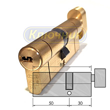 Цилиндры / По типам / Перфорированные цилиндры / Цилиндр ABUS D10 PS 80(50/30C)G вороток. Магазин "Ключник" в С-Пб.