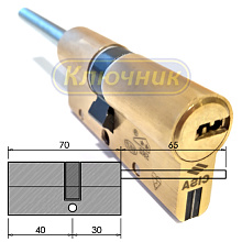 Цилиндры / По типам / Перфорированные цилиндры / Цилиндр CISA ASTRAL S OA3S7 40/30 Brass. Магазин "Ключник" в С-Пб.