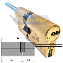 Цилиндры / По типам / Перфорированные цилиндры / Цилиндр CISA ASTRAL S OA3S7 50/30 Brass. Магазин "Ключник" в С-Пб.