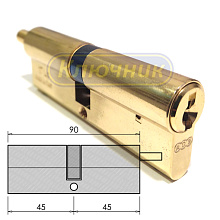 Цилиндр AGB SCUDO 9000 90(45/45) ЛАТУНЬ КОРОТКИЙ ШТОК
