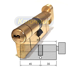 Цилиндры / По типам / Перфорированные цилиндры / Цилиндр ABUS D10 PS 80(45/35C)G вороток. Магазин "Ключник" в С-Пб.
