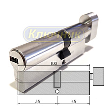Цилиндры / По производителям / ABUS / ABUS D6 / Цилиндр ABUS D6 100(55/45C)Ni вороток. Магазин "Ключник" в С-Пб.