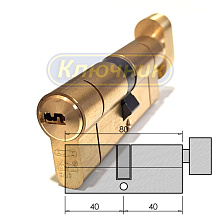 Цилиндры / По типам / Перфорированные цилиндры / Цилиндр ABUS D10 PS 80(40/40C)G вороток. Магазин "Ключник" в С-Пб.