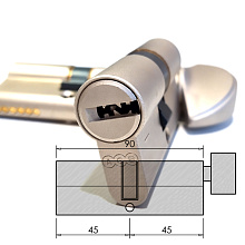 Цилиндры / По типам / Перфорированные цилиндры / Цилиндр AGB SCUDO 5000 90(45/45C)Ni вороток. Магазин "Ключник" в С-Пб.